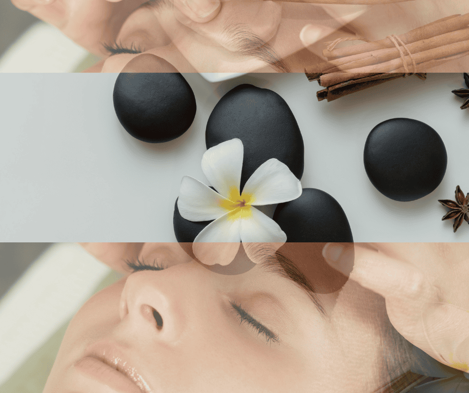 Hot stone massage therapy with soothing spa stones and aromatic elements at Salon 2 Go for relaxation and wellness.