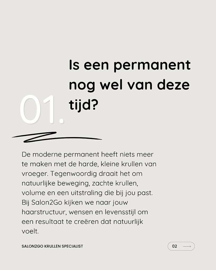 Moderne permanente haarstijl met zachte krullen bij Salon 2Go.