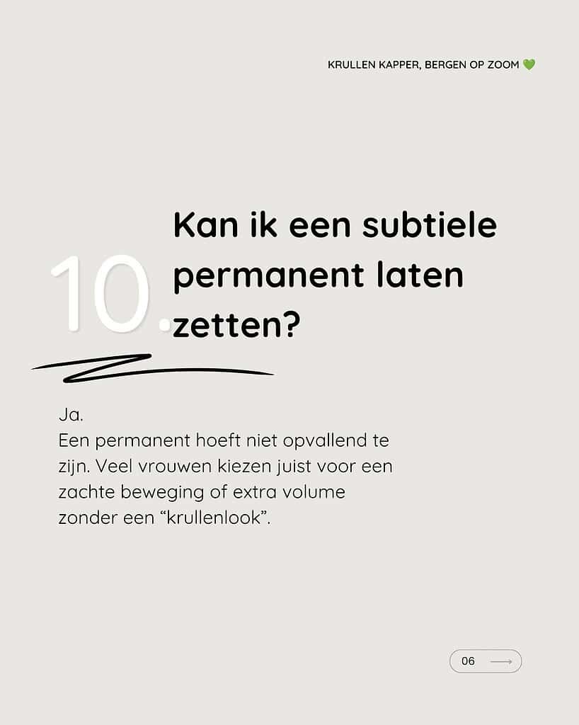 Subtiele permanente haarverzorging zonder krullenlook bij Salon 2 Go.