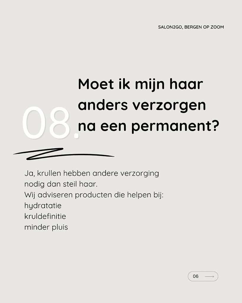Haarverzorging tips voor na een permanent bij Salon 2 Go.